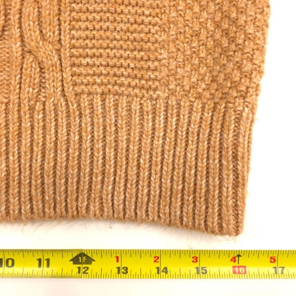 Ann Taylor Womens Sweater M Camel Cable Honeycomb Knit Balloon Sleeve Raglan - Picture 10 of 13